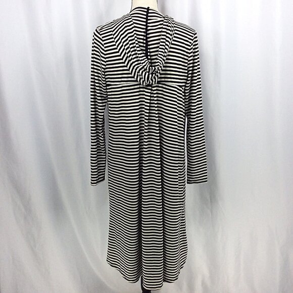 Janet Chung Hooded Duster Cardigan Sweater Womens Size Medium Striped Hi Low - Picture 4 of 10